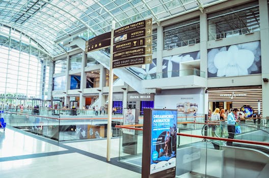 Explore the vibrant interior of Singapore's iconic shopping mall featuring modern architecture and bustling activity.